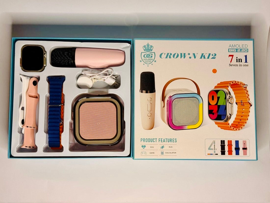 Smart Combo Set – Smartwatch, BtSpeaker & Wireless Mic (AMOLED Display)