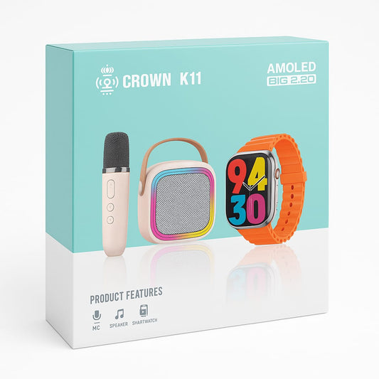 Smart Combo Set – Smartwatch, BtSpeaker & Wireless Mic (AMOLED Display)